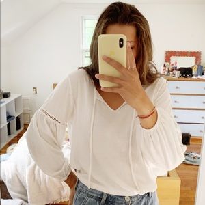 BALLOON SLEEVE white tunic top